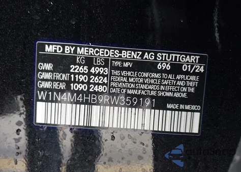 2024 Mercedes-Benz Glb 250 4Matic from USA, damaged, VIN W1N4M4HB9RW359191